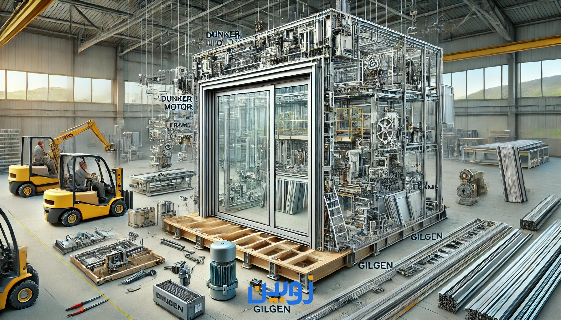 سفارش درب اتوماتیک کشویی دانکر با اپراتور درب گیلگن سوئیس از شرکت زوبین شیشه