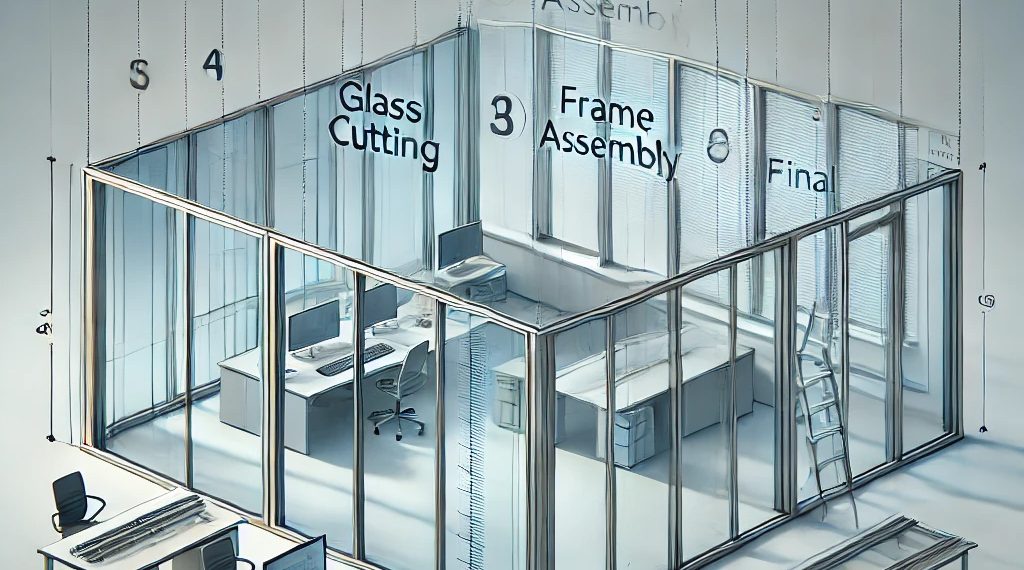 خرید پارتیشن شیشه ای اداری مدرن از شرت زوبین شیشه