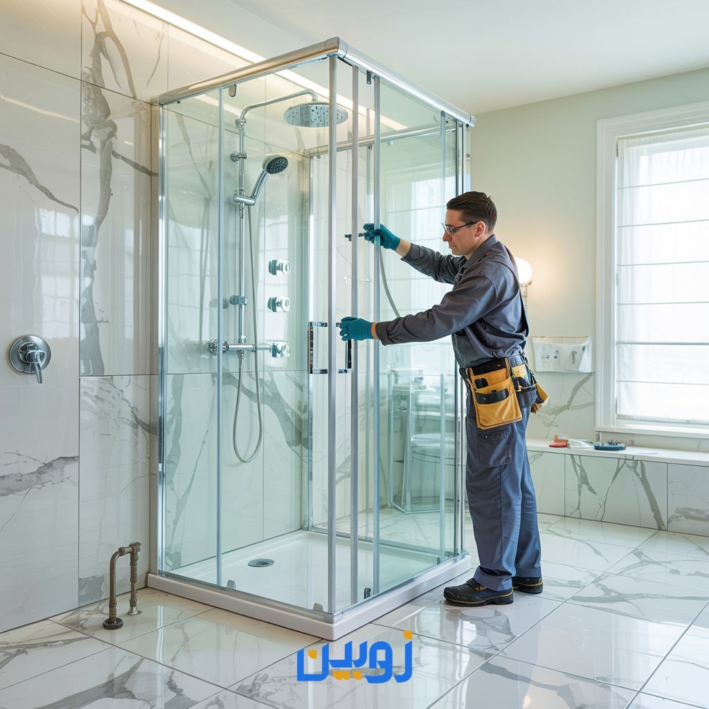 نصب دوش شیشه‌ای حمام و آموزش نصب کابین دوش در شرکت زوبین شیشه - 02177690213